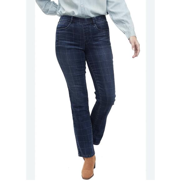 NWT FDJ French Dressing Jeans Dark Wash Denim Pants Women’s Size 12 Windowpane - Picture 1 of 15